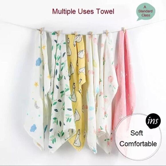 3 New Muslin bamboo cotton baby bandana bib green leaves 3/$18 - Picture 5 of 11